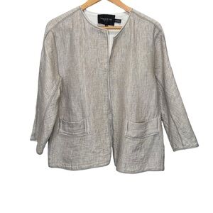 Lafayette 148 Cream Cotton Linen Blend BlazerJacket Size Medium